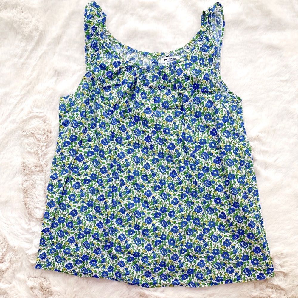 Johnnie B Mini Boden Sleeveless Floral Top Blue Green White M